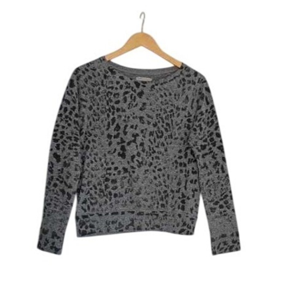 Current/Elliott The‎ Letterman Sweatshirt Heather Grey Leopard Print Fits S USA